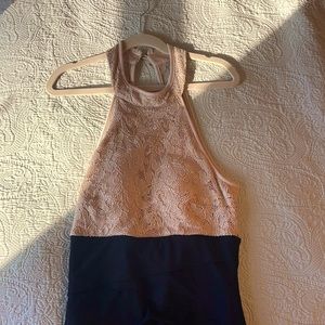 Black and tan cocktail dress